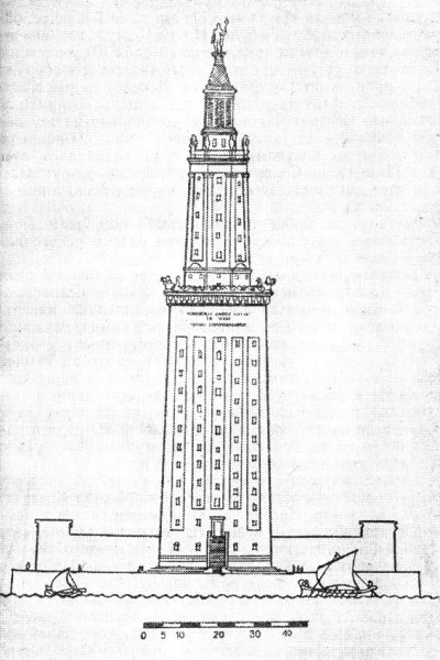 Александрийский Маяк семь чудес света рисунок