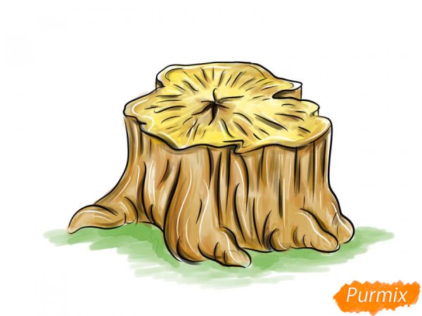 Как нарисовать пни от деревьев