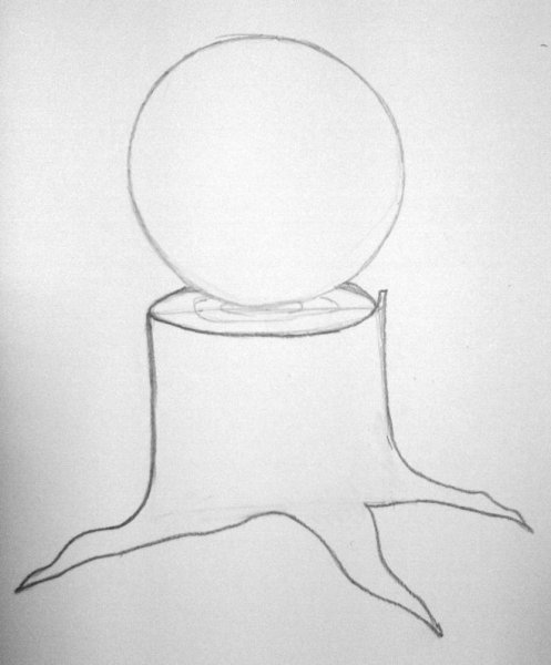 Рисование Колобок на пеньке