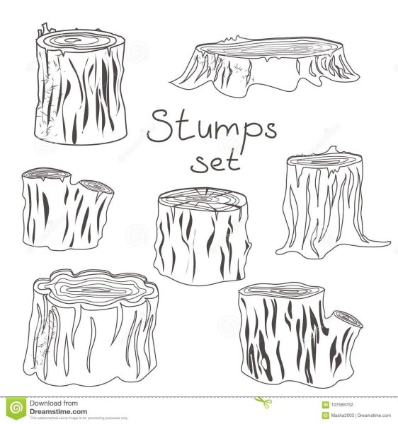 Пень векторное изображение черно белая