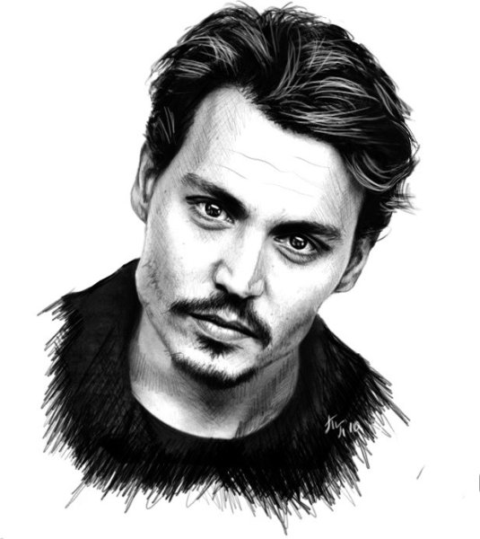 Джонни Депп портрет карандашом