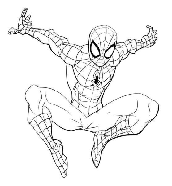 Раскраска Супергерои Марвел человек паук