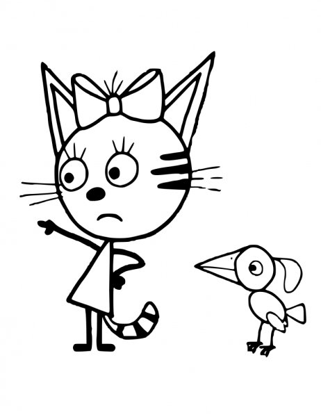 Разукрашка три кота Карамелька