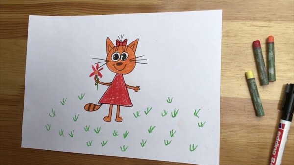 Карамелька три кота нарисовать легко