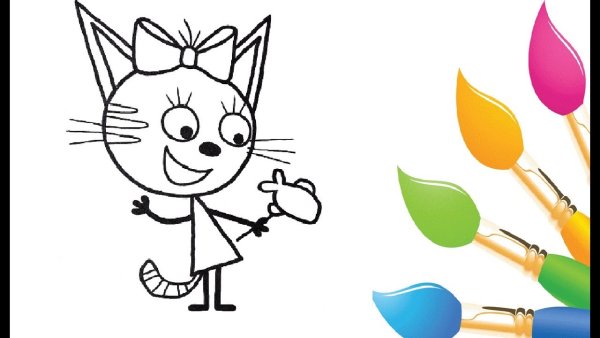 Карамелька три кота раскраска