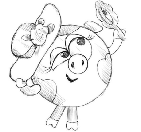 Как нарисовать Нюшу из смешариков