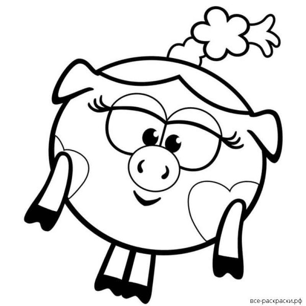 Раскраска Смешарики Нюша и Бараш