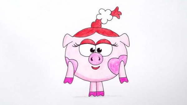 Нарисовать Нюшу из смешариков