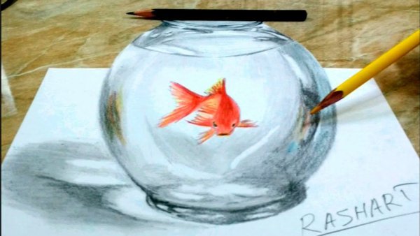 Красивые рыбки в аквариуме рисование