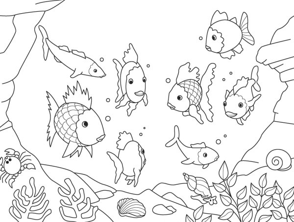 Аквариум с рыбками рисунок