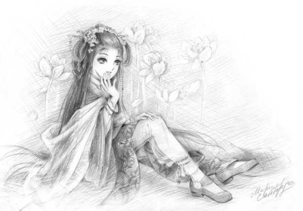 Рисунок девушки карандашом