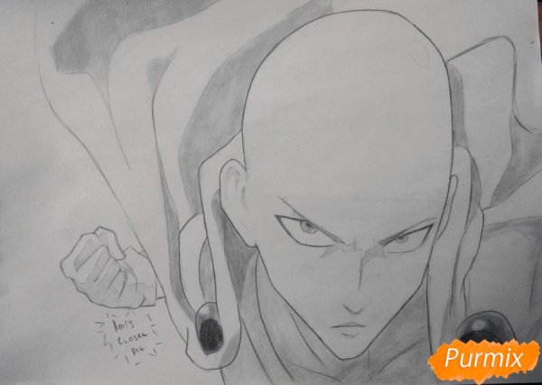 Ванпанчмен рисунок карандашом