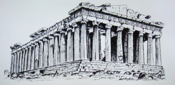 Нарисовать Афинский храм Парфенон
