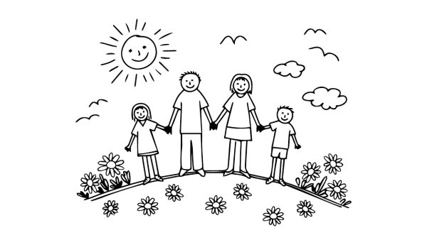 Рисунок моя семья карандашом