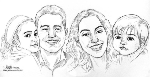 Рисунок семьи из 4 человек