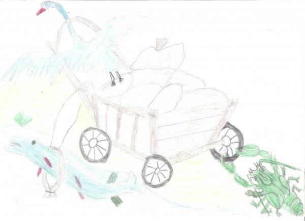 Как нарисовать иллюстрацию в сказке лебедь .рак и щука карандашом