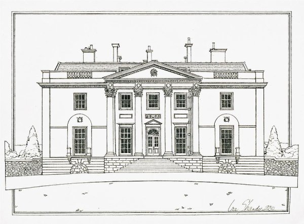 Эскиз фасада дворянской усадьбы