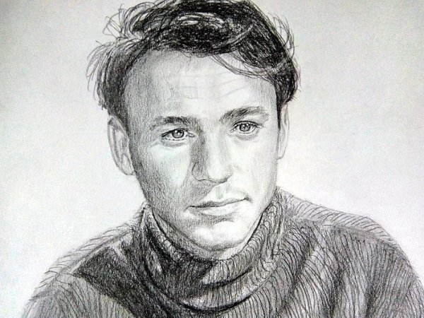 Портрет Дуэйна Джонсона карандашом