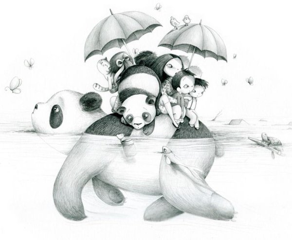 Панда зарисовка