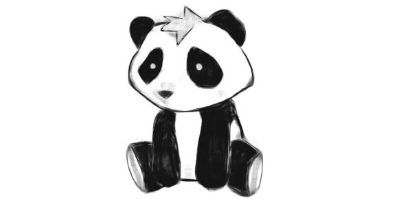 Панда акварелью
