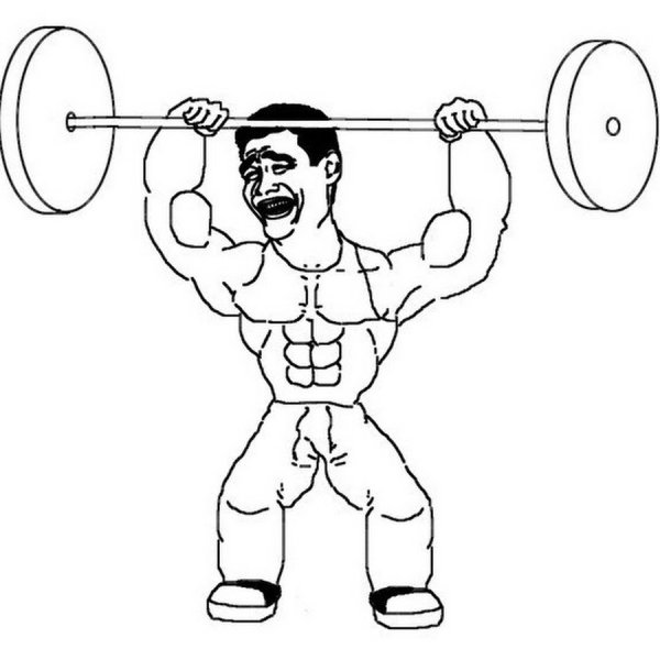 Силач со штангой раскраска