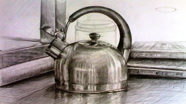 Металлический чайник карандашом