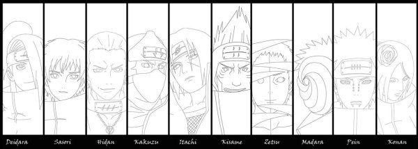 Наруто рисунки персонажей Акацуки