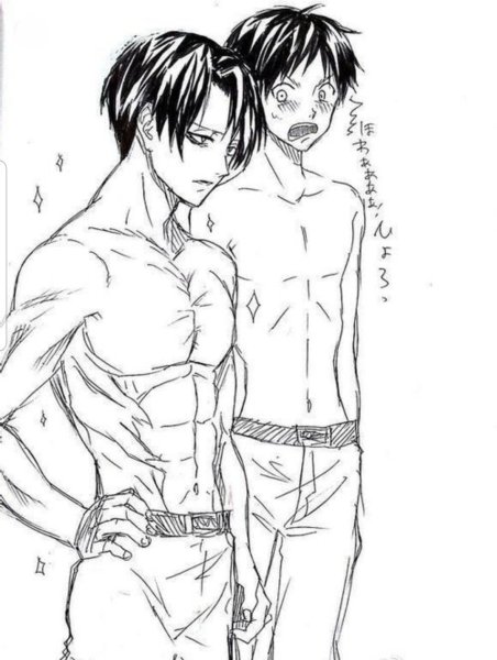 Леви и Эрен рисунок