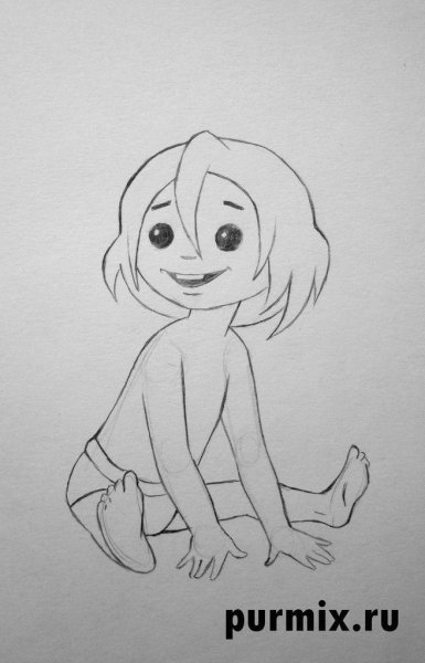 Нарисовать Маугли карандашом