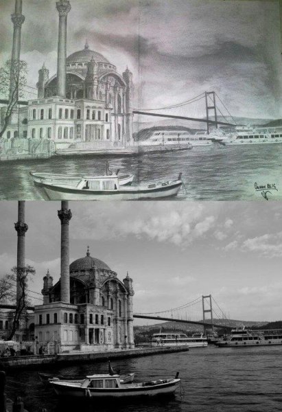 Нарисовать Стамбул Босфор