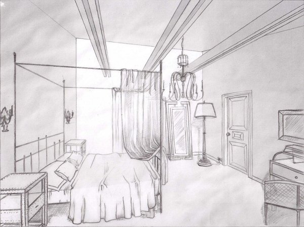 Набросок интерьера комнаты