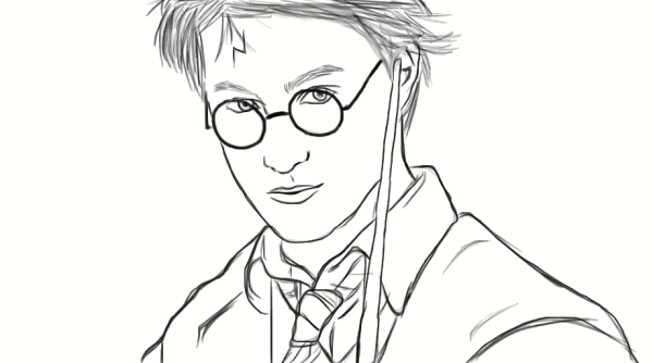 Портрет Гарри Поттера поэтапно