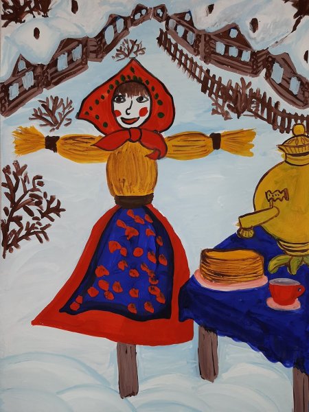 Эскиз Масленицы карандашом