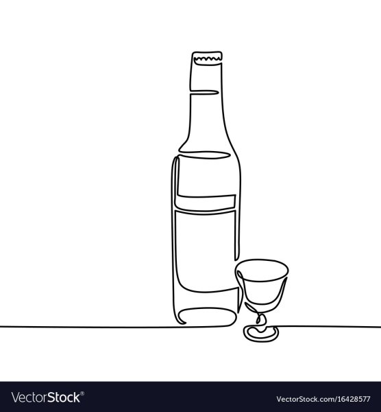 Бутылка водки карандашом