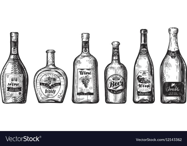 Бутылки с алкоголем Рисованные