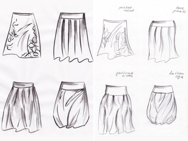 Юбка карандашом для срисовки