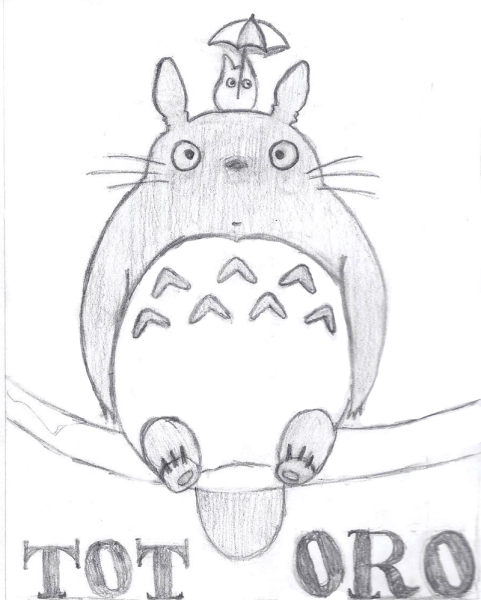 Тоторо рисунок карандашом