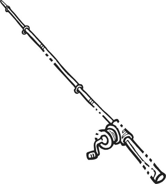 Раскраска удочка с рыбой