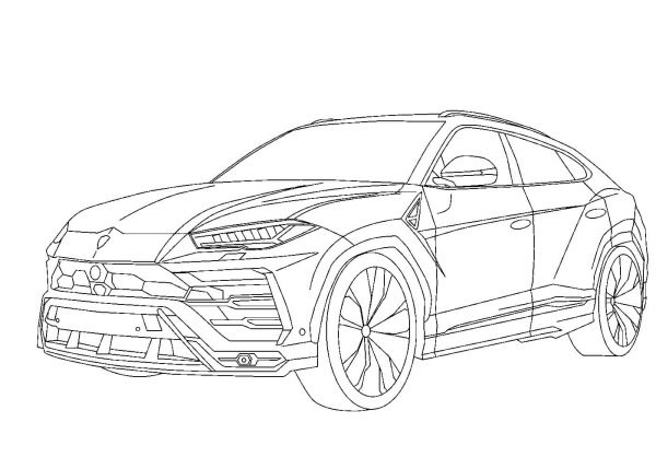 Скетч Ламборгини Урус сзади