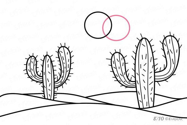 Кактус трафарет