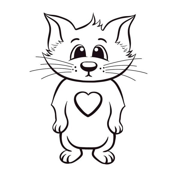 Котик рисунок карандашом для детей