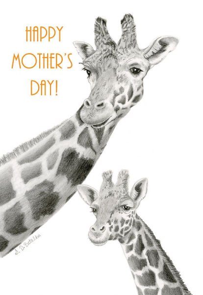 Жираф карандашом