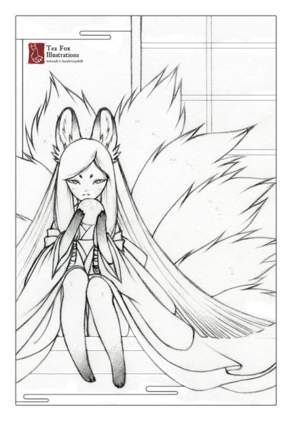 Кицунэ рисунок карандашом