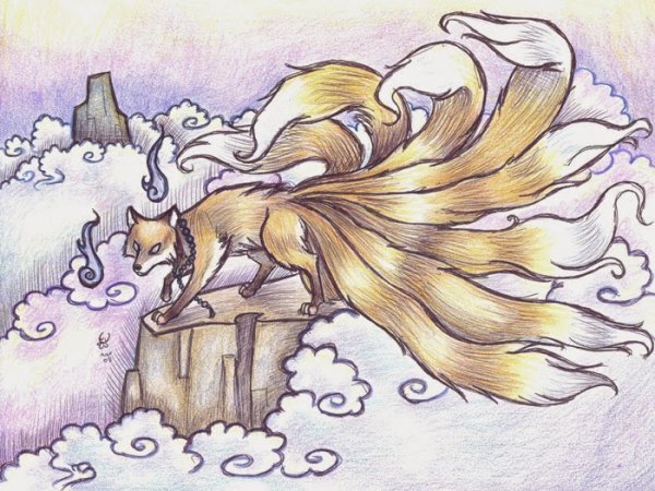 Кицунэ арт карандашом