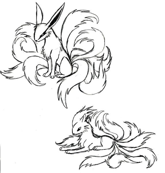 Кицунэ рисунок карандашом для срисовки