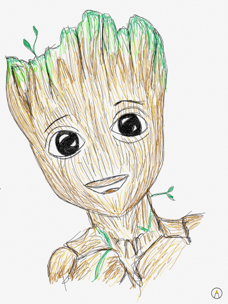 Грут цветными карандашами