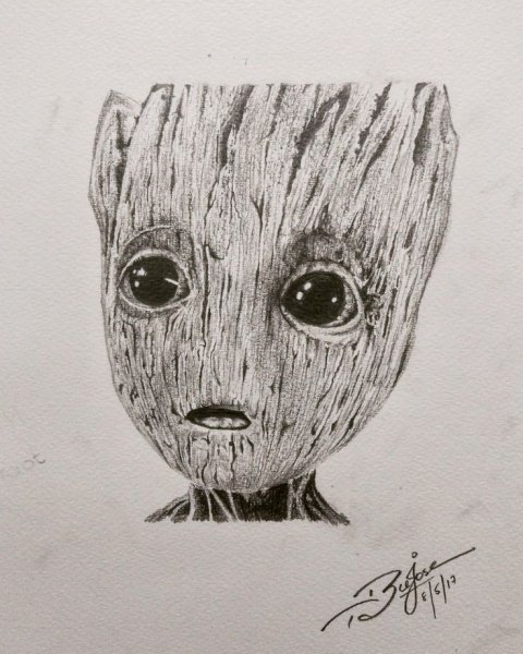 Маленький Грут карандашом