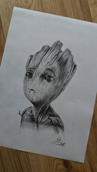 Малыш Грут карандашом