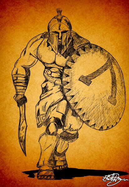Спартанец арт карандашом