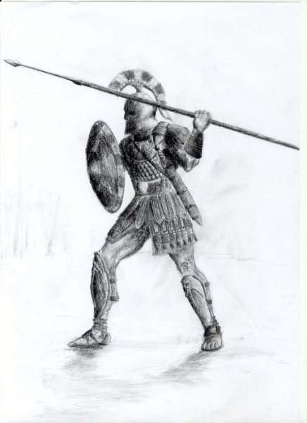 Воин с копьем рисунок